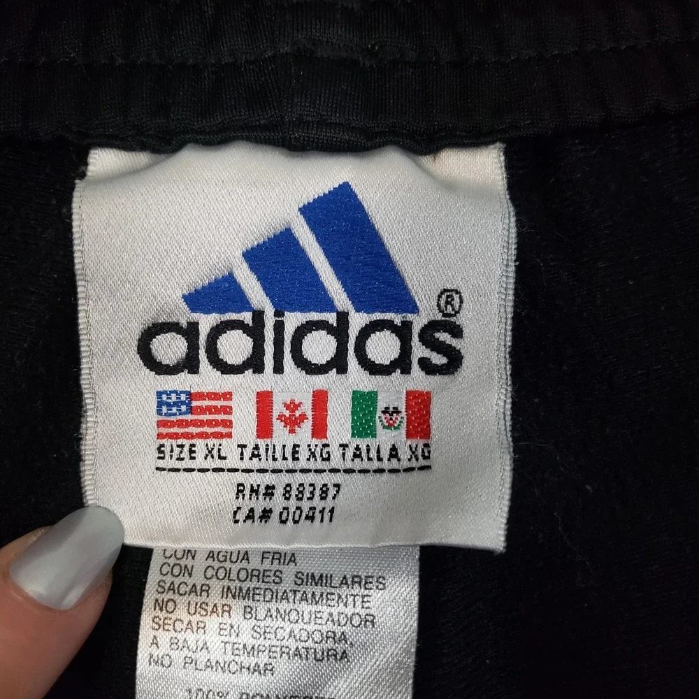 Adidas Track Pants Mens XL Black White 3-Stripe Straight Leg Drawstring Athletic